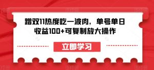 蹭双11热度吃一波肉,单号单日收益100+可复制放大操作【揭秘】-聚富社
