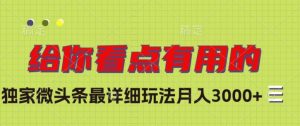独家微头条最详细玩法,月入3000+【揭秘】-聚富社