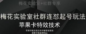 梅花实验室社群视频号连怼起号玩法,最新苹果卡特效技术-聚富社
