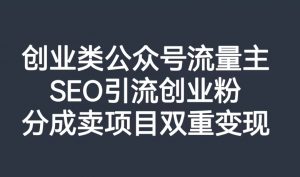创业类公众号流量主,SEO引流创业粉,分成卖项目双重变现【揭秘】-聚富社