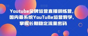 Youtube金牌运营直播训练营,国内最系统YouTuBe运营教学,掌握长期稳定流量密码-聚富社
