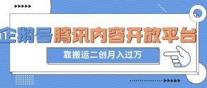 最新蓝海项目,企鹅号腾讯内容开放平台项目,靠搬运二创月入过万【揭秘】-聚富社