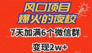 全网首发，爆火的夜校，7天加满6个微信群，变现2w+【揭秘】-聚富社