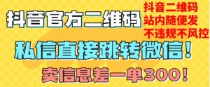 价值3000的技术!抖音二维码直跳微信!站内无限发不违规!-聚富社