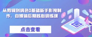 从剪辑到调色0基础新手影视制作,自媒体后期核心训练课-聚富社