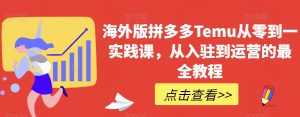 海外版拼多多Temu从零到一实践课,从入驻到运营的最全教程-聚富社