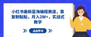 小红书最新蓝海编程赛道,靠复制粘贴,月入2W+,实战式教学【揭秘】-聚富社