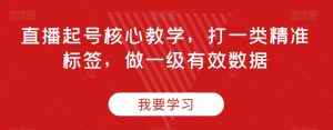 直播起号核心教学,打一类精准标签,做一级有效数据-聚富社