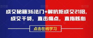 成交秘籍36法门+解抗拒成交21招,成交干货,直击痛点,直指核心-聚富社