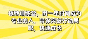 板砖训练营,用一年时间成为专业的人,带你突破行动局限,快速成长-聚富社