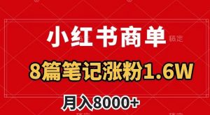 小红书商单最新玩法,8篇笔记涨粉1.6w,作品制作简单,月入8000+【揭秘】-聚富社