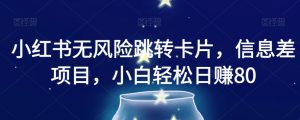 小红书无风险跳转卡片,信息差项目,小白轻松日赚800【揭秘】-聚富社