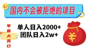 在国内不怕被拒绝的项目,单人日入2000,团队日入20000+【揭秘】-聚富社