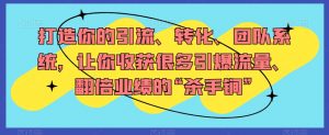打造你的引流、转化、团队系统,让你收获很多引爆流量、翻倍业绩的“杀手锏”-聚富社