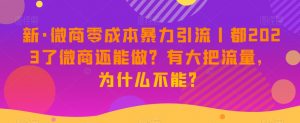 新·微商零成本暴力引流丨都2023了微商还能做?有大把流量,为什么不能?-聚富社