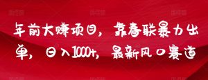 年前大赚项目,靠春联暴力出单,日入1000+,最新风口赛道【揭秘】-聚富社