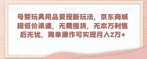 母婴玩具用品变现新玩法,京东商城超低价渠道,简单操作可实现月入2万+【揭秘】-聚富社