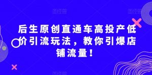 后生原创直通车高投产低价引流玩法,教你引爆店铺流量!-聚富社