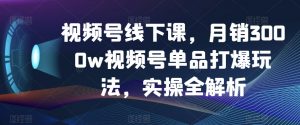 视频号线下课,月销3000w视频号单品打爆玩法,实操全解析-聚富社