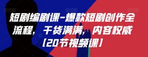 短剧编剧课-爆款短剧创作全流程,干货满满,内容权威【20节视频课】-聚富社
