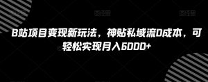 B站项目变现新玩法,神贴私域流0成本,可轻松实现月入6000+【揭秘】-聚富社