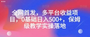 全网首发,多平台收益项目,0基础日入500+,保姆级教学实操落地【揭秘】-聚富社