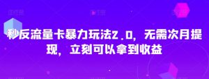 秒反流量卡暴力玩法2.0,无需次月提现,立刻可以拿到收益【揭秘】-聚富社
