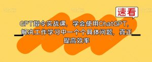 GPT指令实战课,学会使用ChatGPT,解决工作学习中一个个具体问题,真正提高效率-聚富社