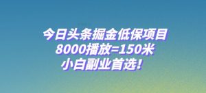 今日头条掘金低保项目,8000播放=150米,小白副业首选【揭秘】-聚富社