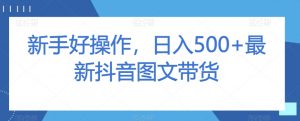 新手好操作,日入500+最新抖音图文带货【揭秘】-聚富社