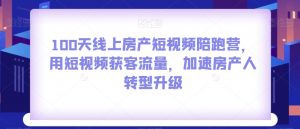 100天线上房产短视频陪跑营,用短视频获客流量,加速房产人转型升级-聚富社