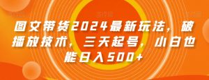 图文带货2024最新玩法，破播放技术，三天起号，小白也能日入500+【揭秘】-聚富社