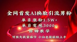 全网首发Ai换脸引流男粉,单日涨粉1.5w+,单日变现3000+,小白也能轻松上手拿结果【揭秘】-聚富社
