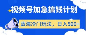 视频号加急搞钱计划,蓝海冷门玩法,日入500+【揭秘】-聚富社