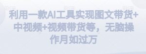 利用一款AI工具实现图文带货+中视频+视频带货等,无脑操作月如过万【揭秘】-聚富社