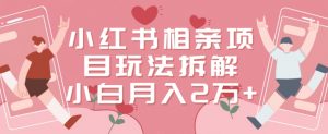小红书相亲项目玩法拆解,有人通过这个副业项目做到了月收入2万多【揭秘】-聚富社
