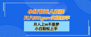 小红书无人直播月入30gmv实操教学,月入上w不是梦,小白轻松上手【揭秘】-聚富社
