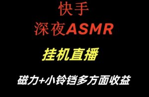 快手深夜ASMR挂机直播,磁力+小铃铛收益(附带工具和5G素材)【揭秘】-聚富社