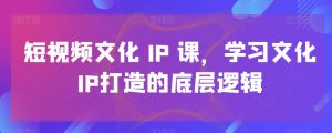 短视频文化IP课,学习文化IP打造的底层逻辑-聚富社