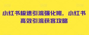 小红书极速引流强化班,小红书高效引流获客攻略-聚富社