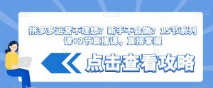 拼多多运营不理想?新手不会做?15节系列课+2节直播课,直接掌握-聚富社