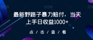 最新野路子暴力赔付,当天上手日收益1000+【仅揭秘】-聚富社