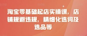 淘宝零基础起店实操课,店铺规避违规,精细化选词及选品等-聚富社
