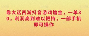 靠大话西游抖音游戏撸金,一单30,利润高到难以把持,一部手机即可操作,日入3000+【揭秘】-聚富社