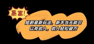 短剧最新玩法,新手当天就可以有收入,收入轻松破万【揭秘】-聚富社