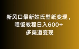 新风口最新姓氏壁纸变现，喂饭教程日入600+【揭秘】-聚富社