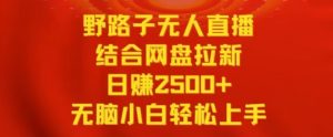 野路子无人直播结合网盘拉新,日赚2500+,小白无脑轻松上手【揭秘】-聚富社