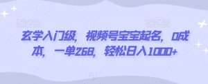 玄学入门级,视频号宝宝起名,0成本,一单268,轻松日入1000+【揭秘】-聚富社