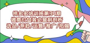 拼多多培训班第34期:做高价女装必盈利剖析选品/测款/运营/推广/拓展-聚富社