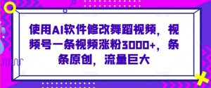 使用AI软件修改舞蹈视频,视频号一条视频涨粉3000+,条条原创,流量巨大【揭秘】-聚富社